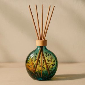 Artisanal Hand-Blown Glass Reed Diffuser with Botanical Scents