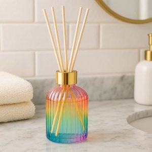 Decorative Colored Reed Diffuser Set for Bathroom Vanity
